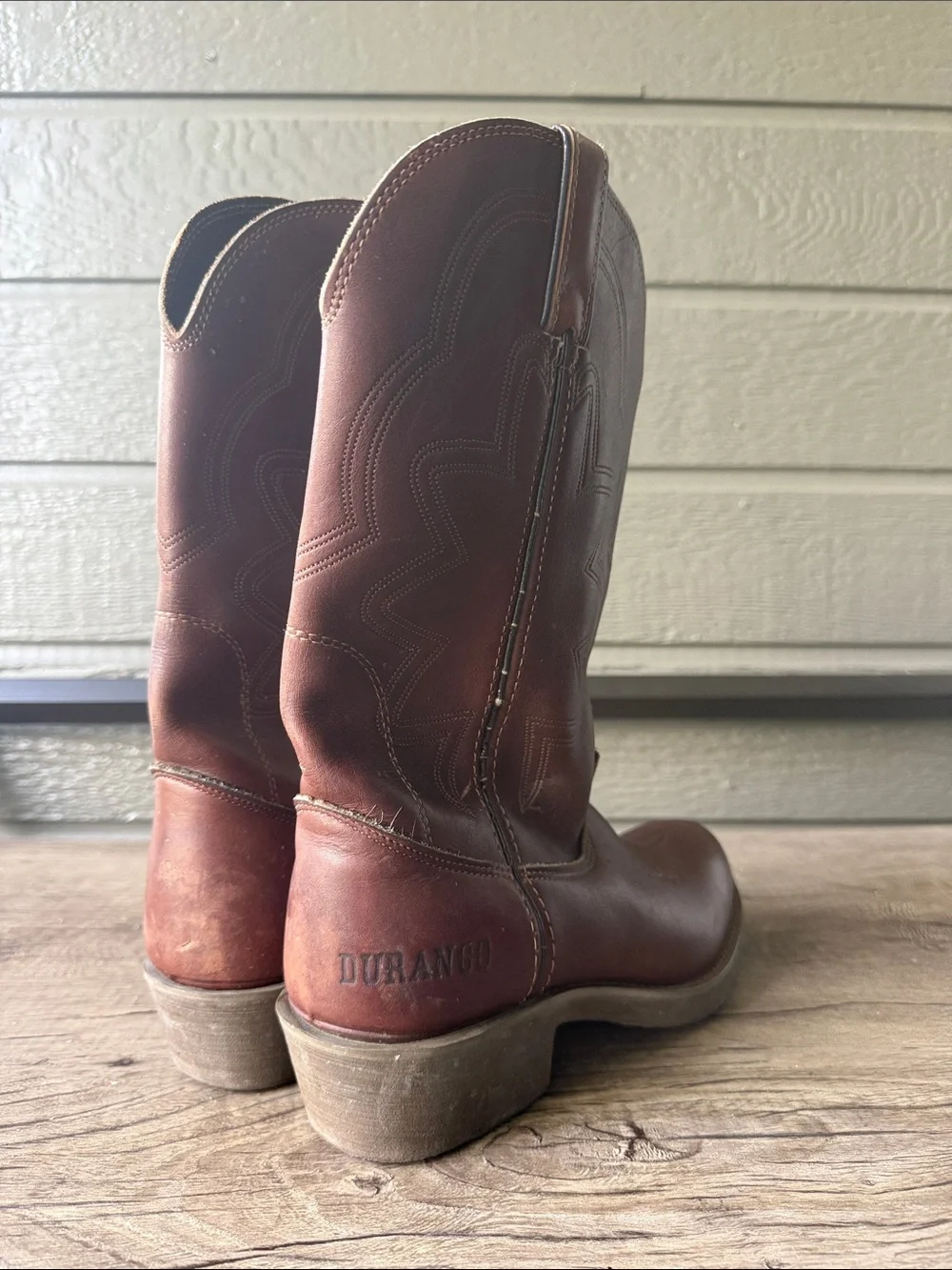 Durango Men’s Brown Leather Western Pull-On Boots Made in USA size 7 EE